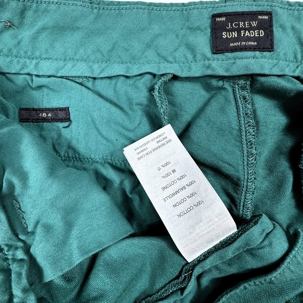 J. Crew 484 Slim Fit Sun Faded Chinos Teal Green Cotton Pants Mens 31x32